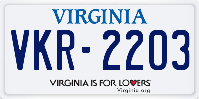 VA license plate VKR2203