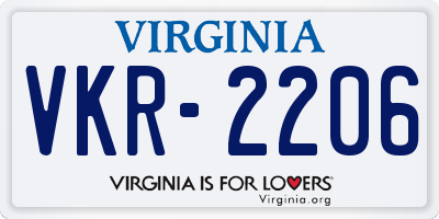 VA license plate VKR2206