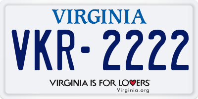 VA license plate VKR2222