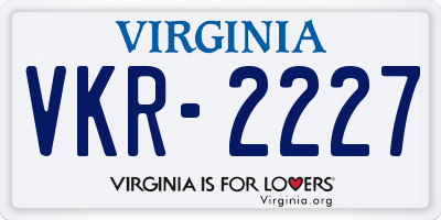 VA license plate VKR2227