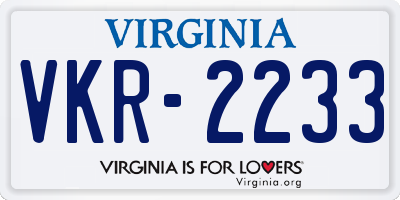 VA license plate VKR2233