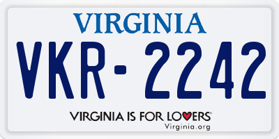 VA license plate VKR2242