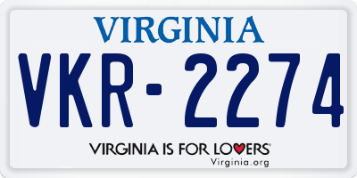 VA license plate VKR2274