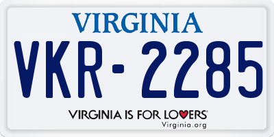 VA license plate VKR2285