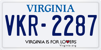 VA license plate VKR2287