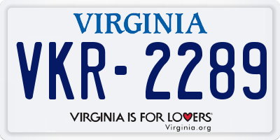 VA license plate VKR2289