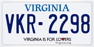 VA license plate VKR2298