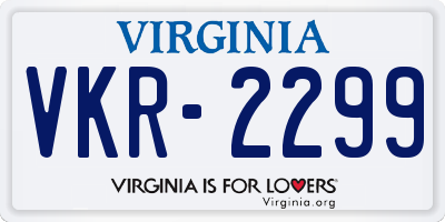 VA license plate VKR2299