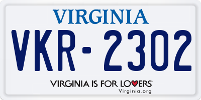 VA license plate VKR2302