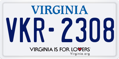 VA license plate VKR2308