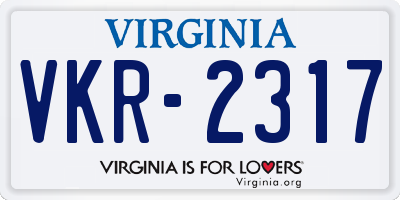 VA license plate VKR2317