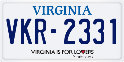 VA license plate VKR2331