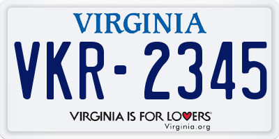 VA license plate VKR2345