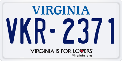 VA license plate VKR2371