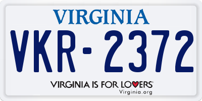 VA license plate VKR2372
