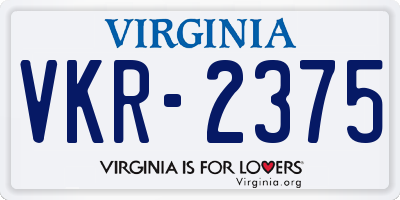 VA license plate VKR2375