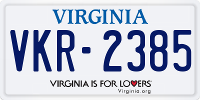VA license plate VKR2385