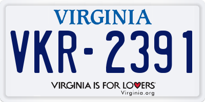 VA license plate VKR2391