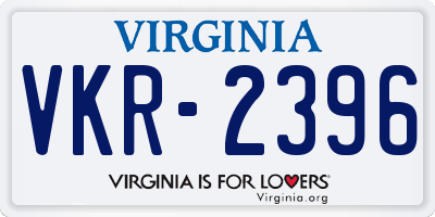 VA license plate VKR2396