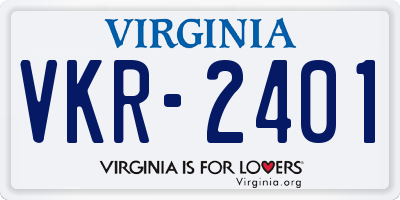 VA license plate VKR2401