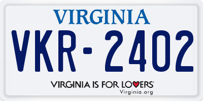 VA license plate VKR2402