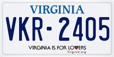 VA license plate VKR2405