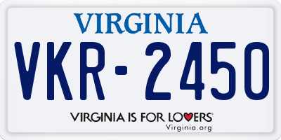VA license plate VKR2450