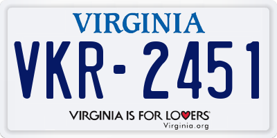 VA license plate VKR2451