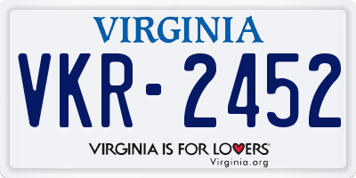 VA license plate VKR2452