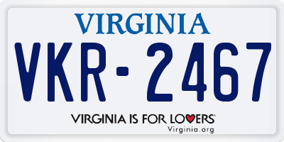 VA license plate VKR2467
