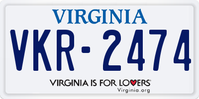 VA license plate VKR2474