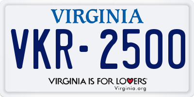 VA license plate VKR2500