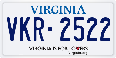 VA license plate VKR2522