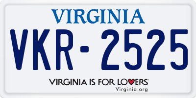 VA license plate VKR2525
