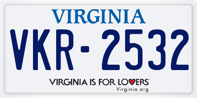 VA license plate VKR2532