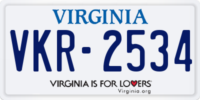 VA license plate VKR2534