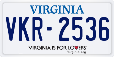 VA license plate VKR2536