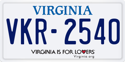 VA license plate VKR2540