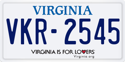 VA license plate VKR2545