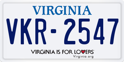 VA license plate VKR2547