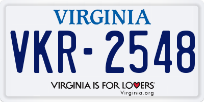 VA license plate VKR2548
