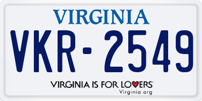 VA license plate VKR2549