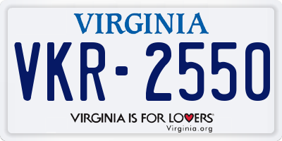 VA license plate VKR2550