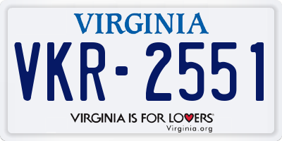 VA license plate VKR2551