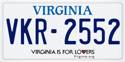 VA license plate VKR2552