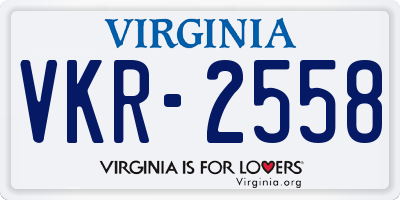 VA license plate VKR2558