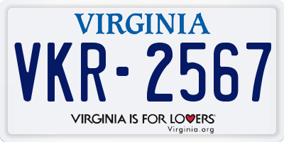 VA license plate VKR2567