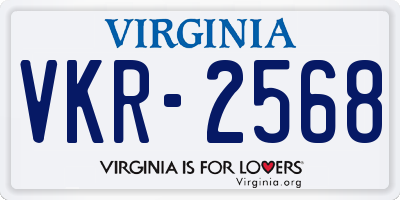 VA license plate VKR2568