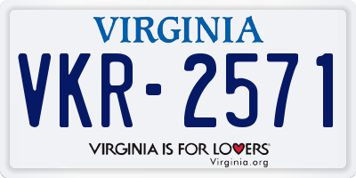 VA license plate VKR2571