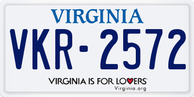 VA license plate VKR2572